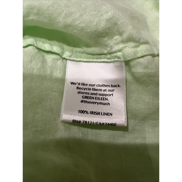 Eileen Fisher Lime Green Irish Linen Top Peasant Lagenlook Beach Coastal - Picture 4 of 6